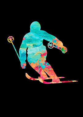 Skifahrer und Ski fahren