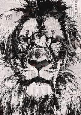 Lion Collage Art