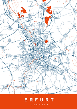 ERFURT Map GERMANY