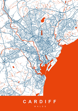 CARDIFF Map WALES UK
