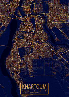 Khartoum Map City At Night