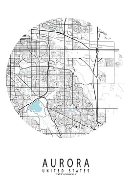 Aurora City Map Circle
