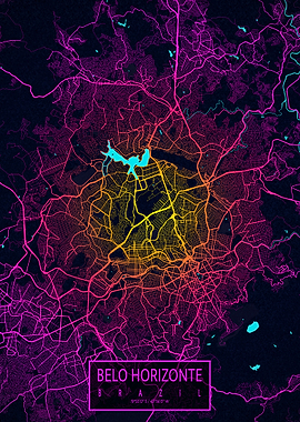 Belo Horizonte Map Neon