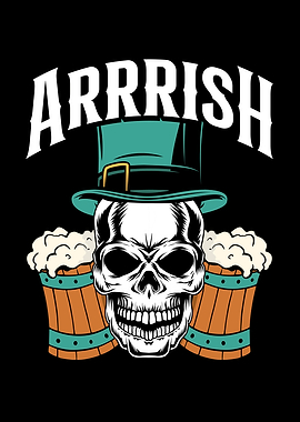 Irish skull with beer