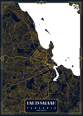 Dar es Salaam Map Art Deco
