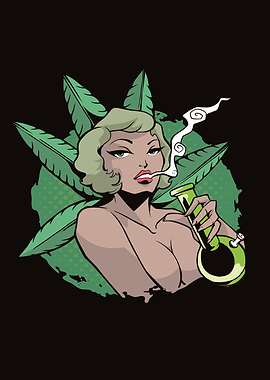 Woman smoking bong