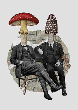 Mushroom people collage