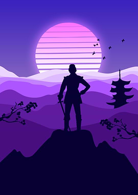 Knight in japan scenery