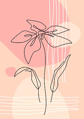 One line tropical flower