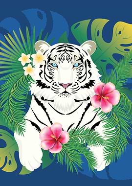 White tiger tropic leaves