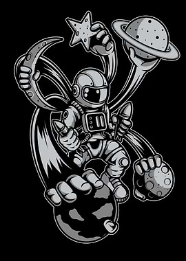 ASTRONAUT MULTIPLE HANDS