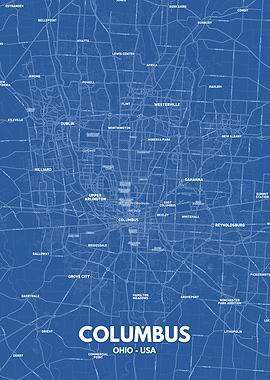 Columbus city map poster