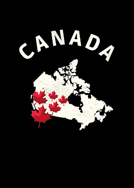 Canada Map Maple Leaf