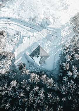 Tower in snowy forest