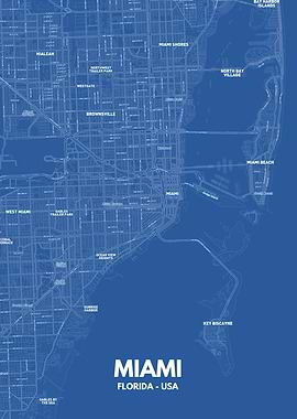 Miami city map poster