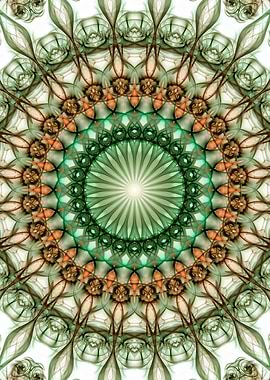 Green and orange mandala