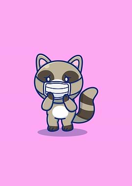 Cute Raccoon Wearing Mask