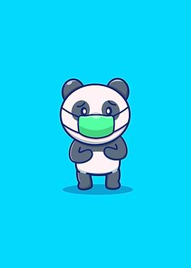 Cute Panda Wearing Mask