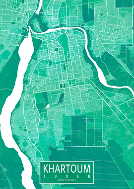 Khartoum Map Watercolor