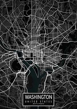 Washington City Map Dark