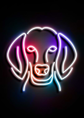 Dachshund dog neon art