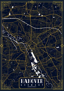 Hanover City Map Gold