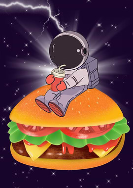 Cute astronaut hamburger