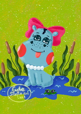 Hippopotamus with ribbon