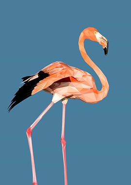 Alone Flamingo Lowpoly