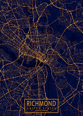 Richmond Map City At Night