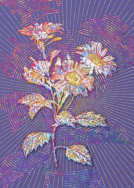 Red Aster Flowers Mosaic