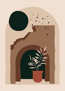 Mid century Botanical leaf