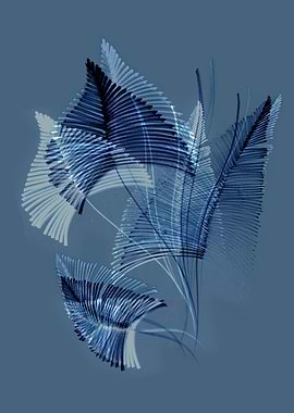 herbarium art blue leaves