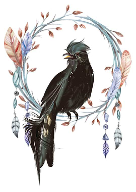 Boho style bird flowers