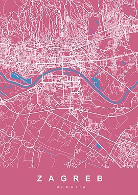 ZAGREB Map CROATIA