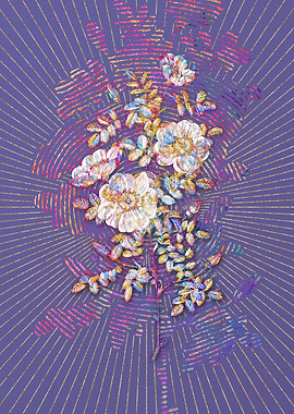 White Burnet Roses Mosaic