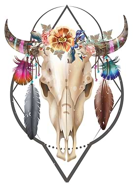 Boho style cow head with