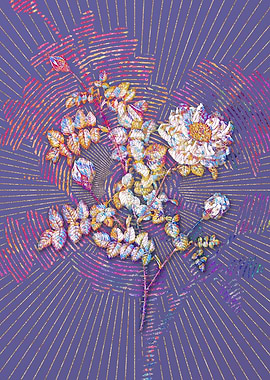 White Burnet Roses Mosaic