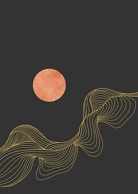 MODERN LINE ART AND MOON