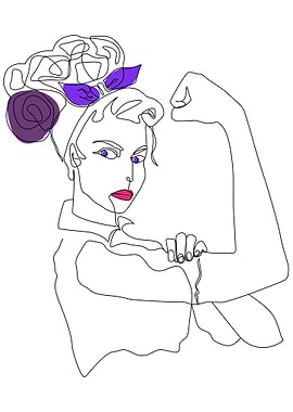 Woman strong one line art