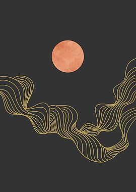 Moon and Abstract line art