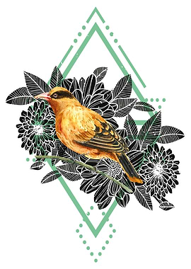 Boho style bird flowers