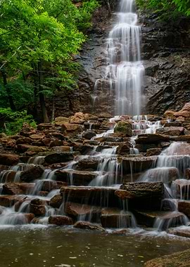 Waterfall in Forest Nature