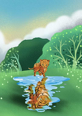 Cat reflect Tiger Forest