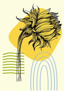 Scandinavian sunflower art
