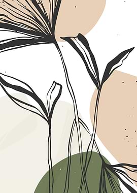 Botanical Green leaf art