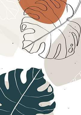 Tropical leaves modern art