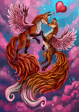 Fox love valentine couple