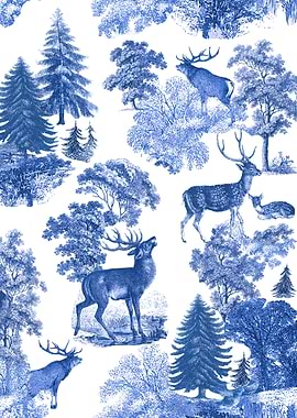 Toile Deer in Woodland