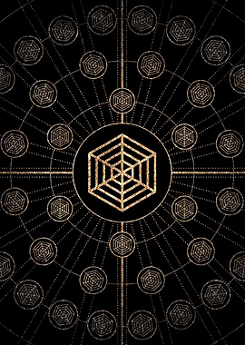 Geometric Gold Glyph Sign